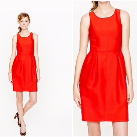 J. Crew Allie Dress w/POCKETS in Red/Orange Dress - Picture 3 of 8